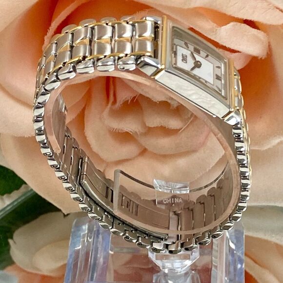 Cross Swiss Made Tank Style Two-Tone Stainless Steel Dress Watch Roman Numerals - Picture 5 of 13